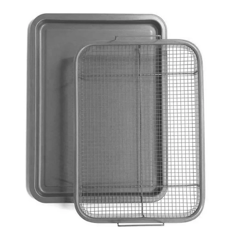 New Product stainless steel Roasting Pan Set Non Stick Copper Coating Rectangle Copper Crisper Baking Tray