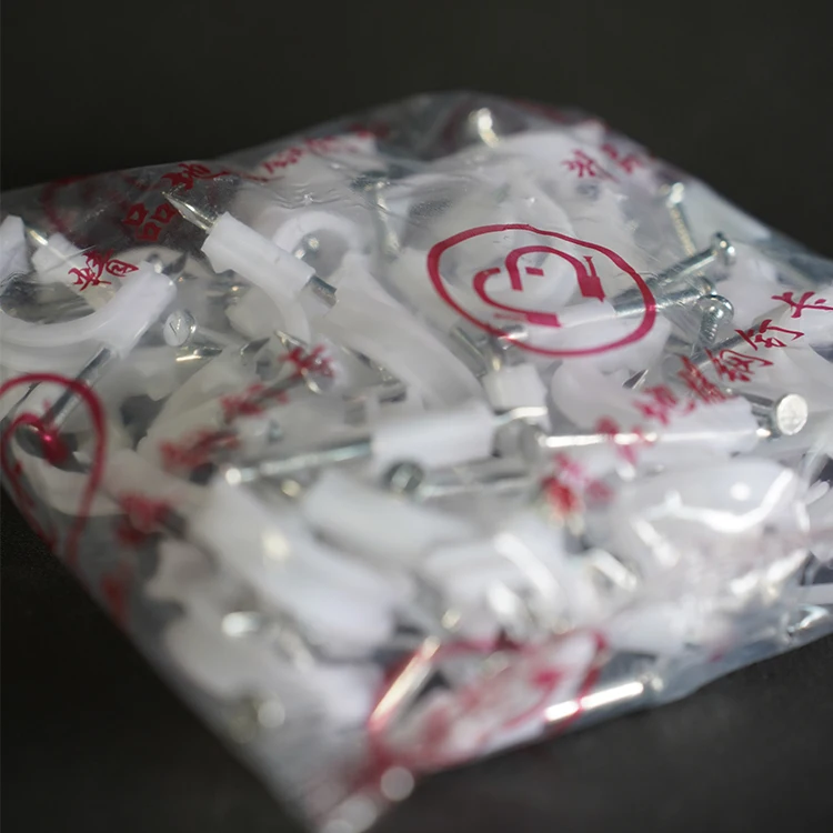 Good Quality manufacture Plastic circle round electrical wire cable clips with nail