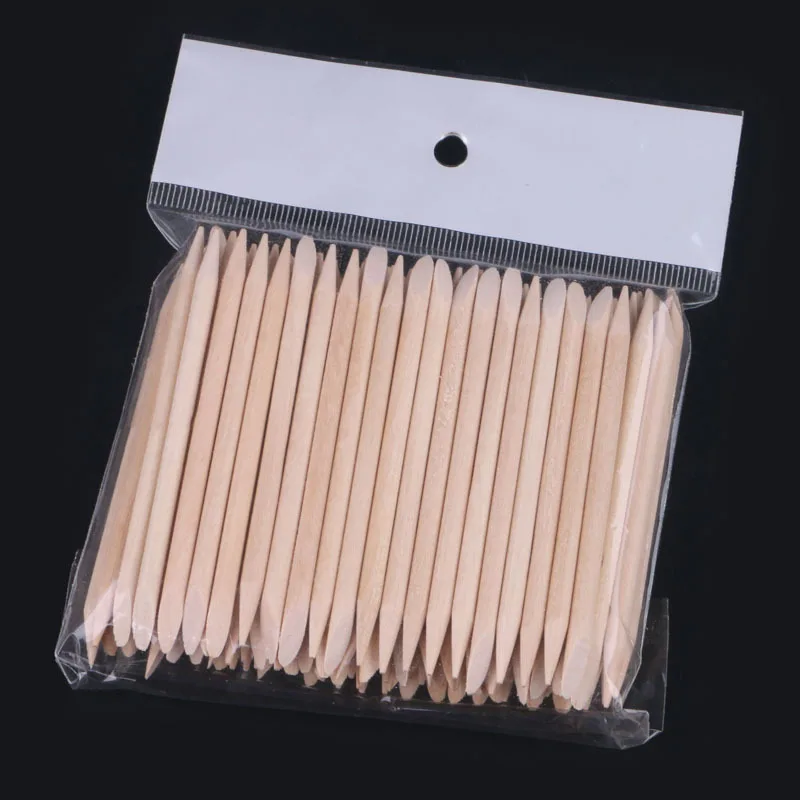 Wholesale 100pcs/bag 11.5cm Double Ended Orange Wood Sticks Nail Wooden Cuticle Pusher