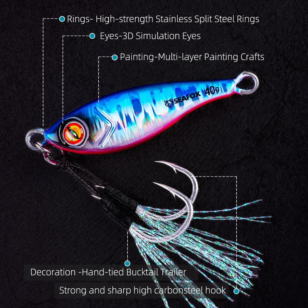 Seafox Hot Selling Artificial Hard Fish Jigging Lure Multi-Jointed 40g Lead Swim Bait for Ocean Beach Jigs Fishing