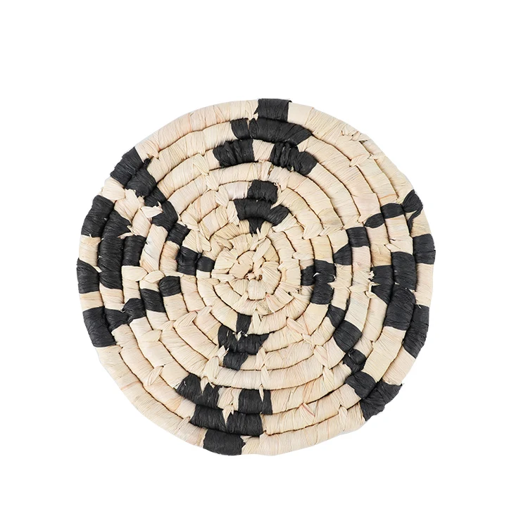 Home Decorative Round Pad  Wall Decoration Corn Husk and Paper Rope Woven Hanging pad