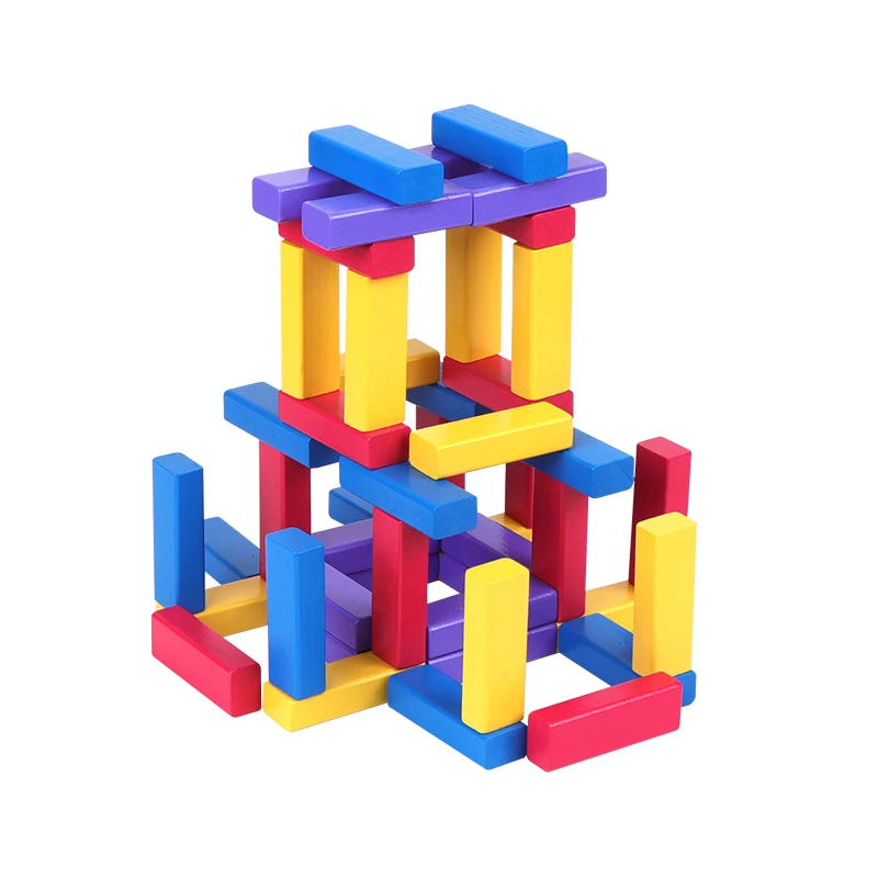 48PCS Colorful Wooden Blocks Stacking Game Tumbling Tower Wooden Toys Unisex Building Blocks Toys