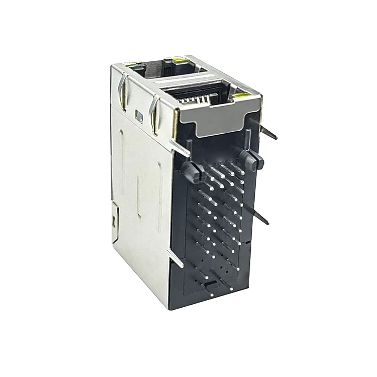DGKYD21Q064DB2A4DP068 2X1 multi-port socket Gigabit Ethernet filter POE with light and shield RJ45 connector
