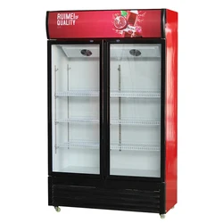 Drink Bottle Cooler Display Refrigerator Commercial Double Glass Door Beverage Fridge