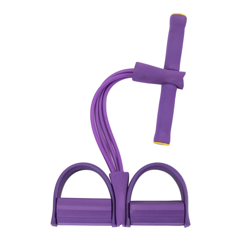 Sit-up Exerciser Abdominal Resistance Rope Foot Pedal Pull, 4 Tube Elastic Sit Up Pull Rope With Foot Pedal