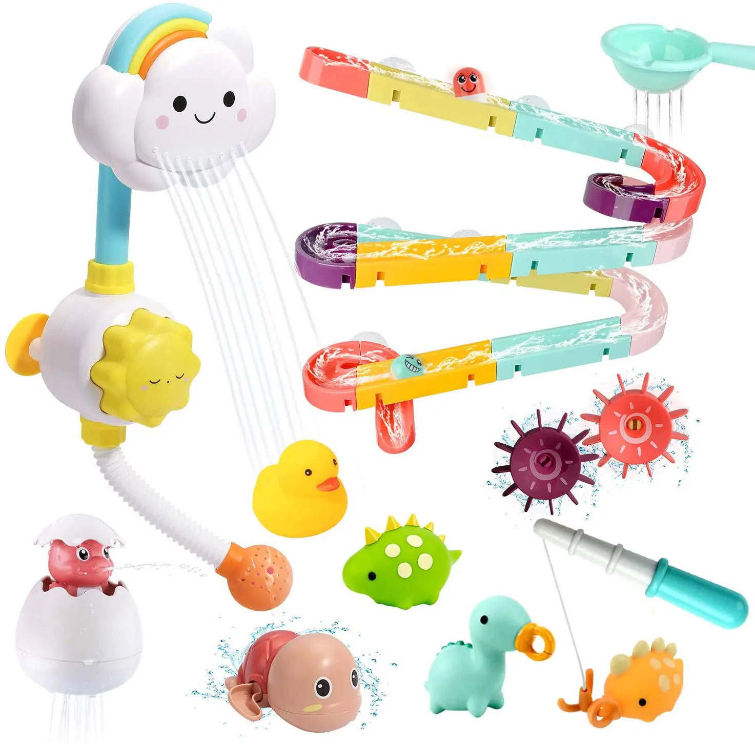 Cute Stone Fishing Game Bath Toy Animals Bathtub Toy with Shower and Floating Squirting Toys
