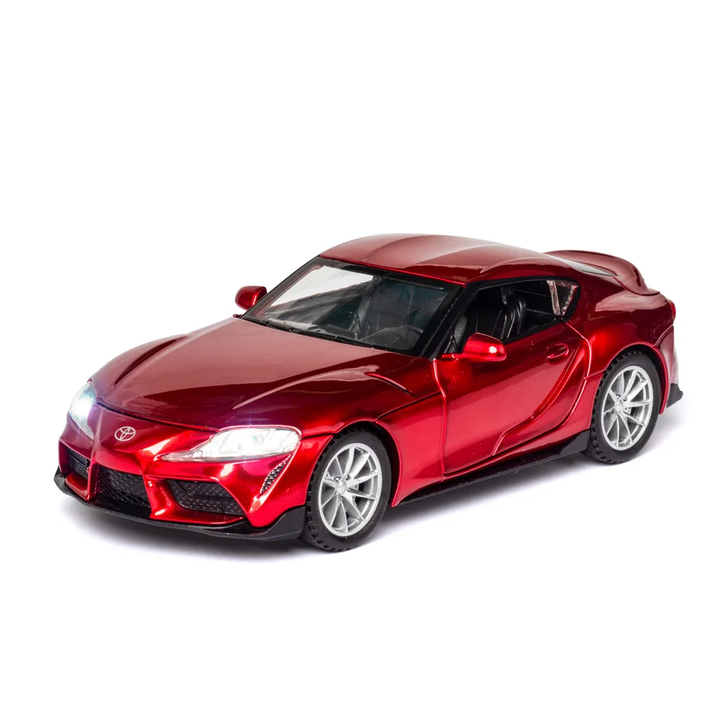 XHD 1/32 Supra модель автомобиля унисекс литая игрушка с 4 открывающимися дверями музыкальный звук и легкие легкосплавные диски для детей