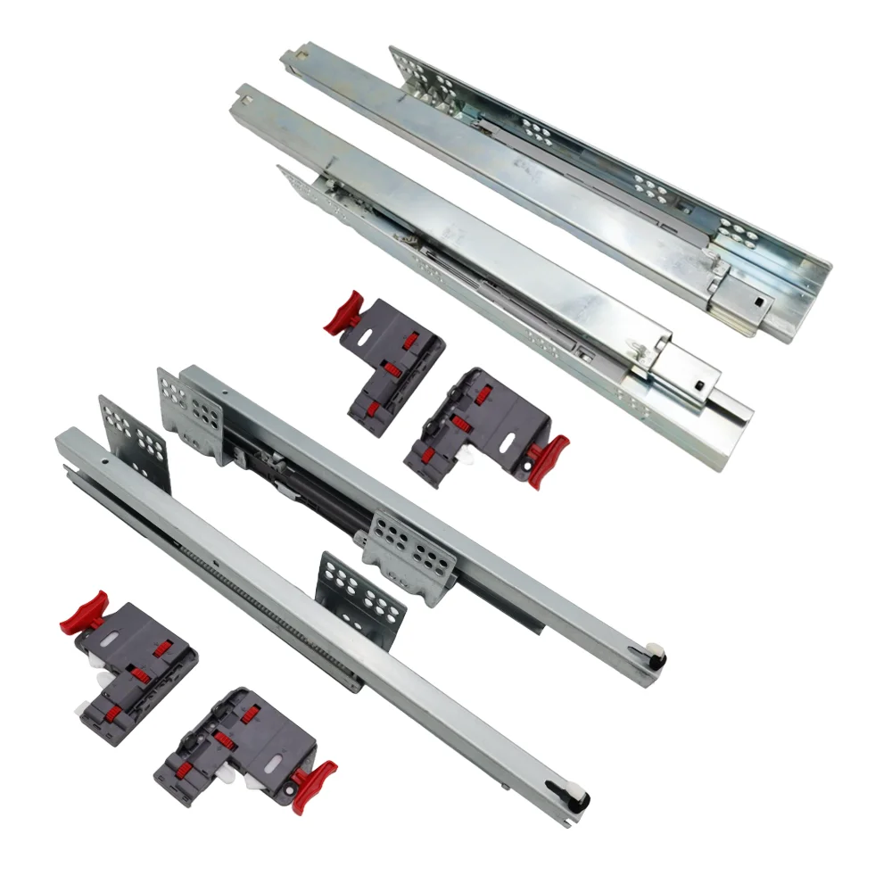 Factory Custom Cold-Rolled/Stainless Steel Soft Close Ball Bearing Undermount Drawer Slide To Fixed Support Partition Bracket