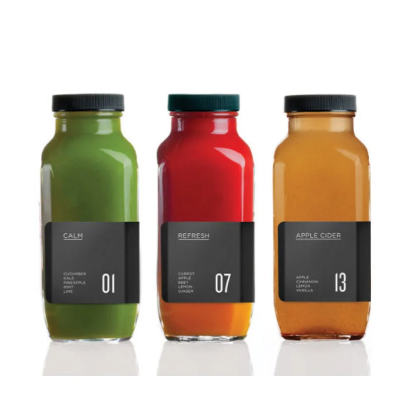 Wholesale Empty Square 250m l350ml 500ml Milk/juice/tea/drink Glass Bottle With Lid