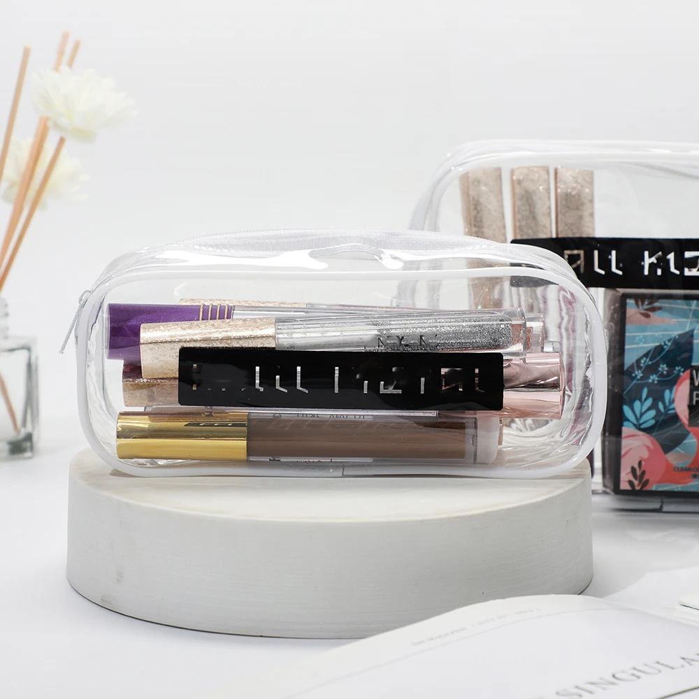 Waterproof Customized Pvc Fashion Clear Makeup Pouch Durable Zipper Pvc Cosmetic Bag