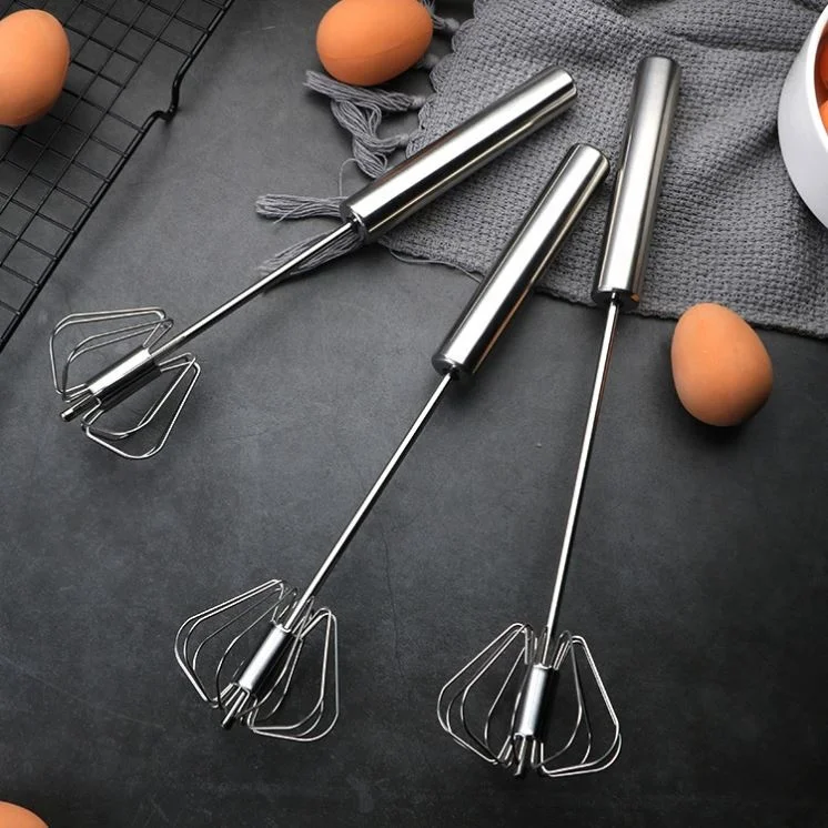 Hand Pressure Semi-automatic Egg Beater Stainless Steel Kitchen Accessories Tools Self Turning Cream Utensils Whisk Manual Mixer