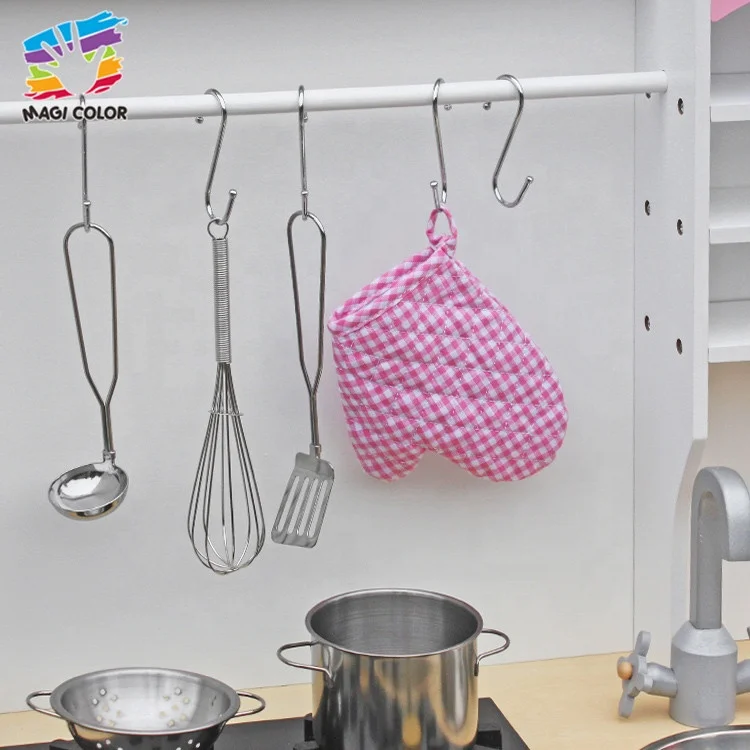 Ready To Ship pretend pink wooden toy kitchen set for girls W10C281