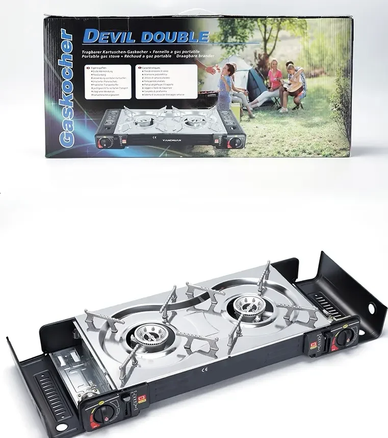 Gas Cooktops 2 Burner Camping Stove double Burner Gas Stove Cylinder Camp Stove With 2 Burner Outdoor Camping Barbecue Kitchen