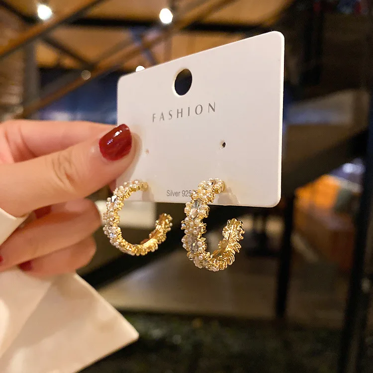 Fashion Jewelry Trendy Crystal Personalized Hoop Earrings