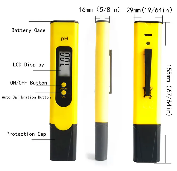 Pocket Pen Type PH Meter Analyzer Portable LCD Display PH Tester Digital 0.0-14.0ph