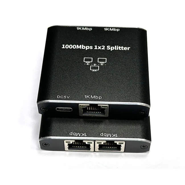 1Gbps/1000Mbps Network Splitter 2 Devices Network Simultaneously LAN Splitter with USB C Cable
