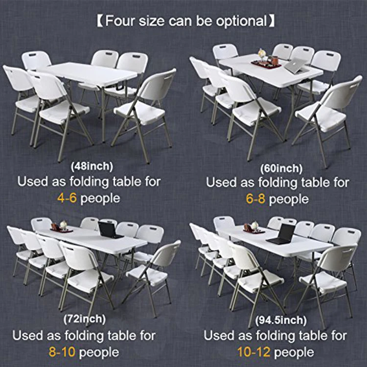 
plastic folding table, 6ft camping table 1.8m Cheap White outdoor rectangular foldable HDPE Plastic Folding Dining table 