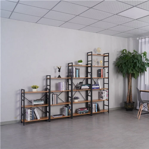 Modern Furniture Office Bookcase Living Room Wood Metal Bookshelf Storage Rack Bookshelves