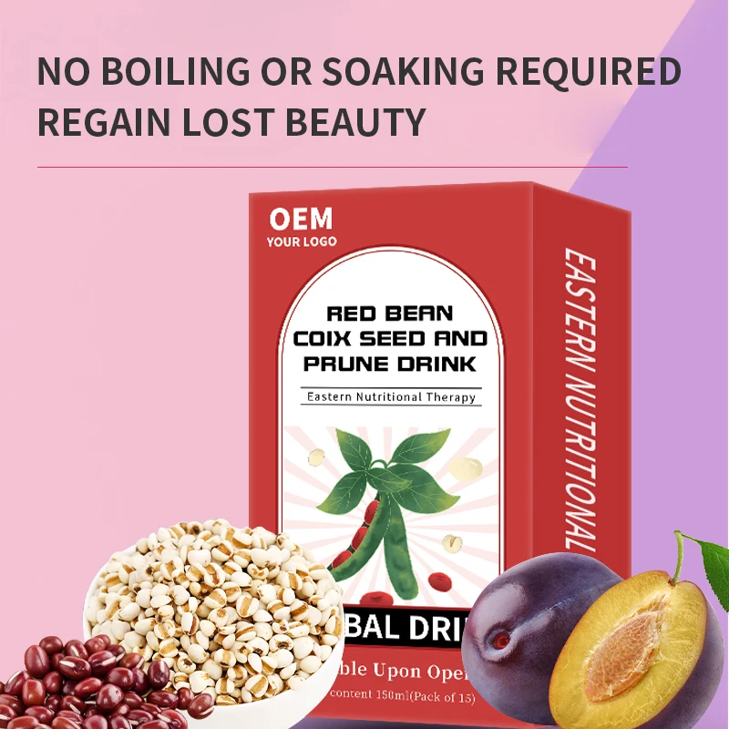 OEM/ODM Red Bean Coix Seed and Prune Drink Customizable Prebiotic Prune Concentrate Weight Drink Box Packaging for Customization