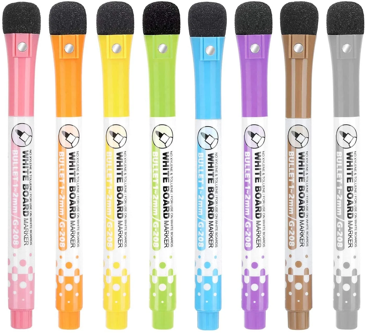 Custom  8 Colors Best Water-based Marker Pen with Eraser Dry Erase Ink Whiteboard Marker Pen for Office School Home