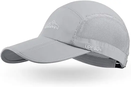 Custom Unisex UPF 50 Water Resistant Breathable 5 Panel Unstructured Golfs Baseball Cap Hat with Foldable Long Large Bill