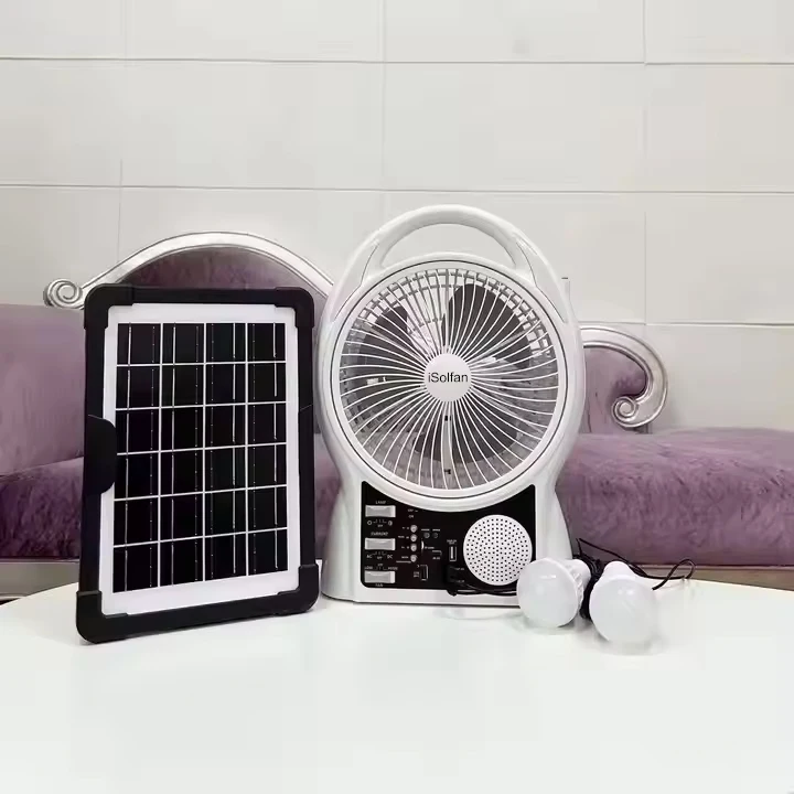 iSolfan 8'Portable Personal Table Fan on Solar Energy 12V 10W DC Cooling Electric Chargeable Solar Inverter Fans Kit for House