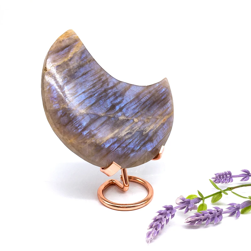 Wholesale Natural crystal Crafts Moon stone moons heading blue flash moons for home decoration and gifts