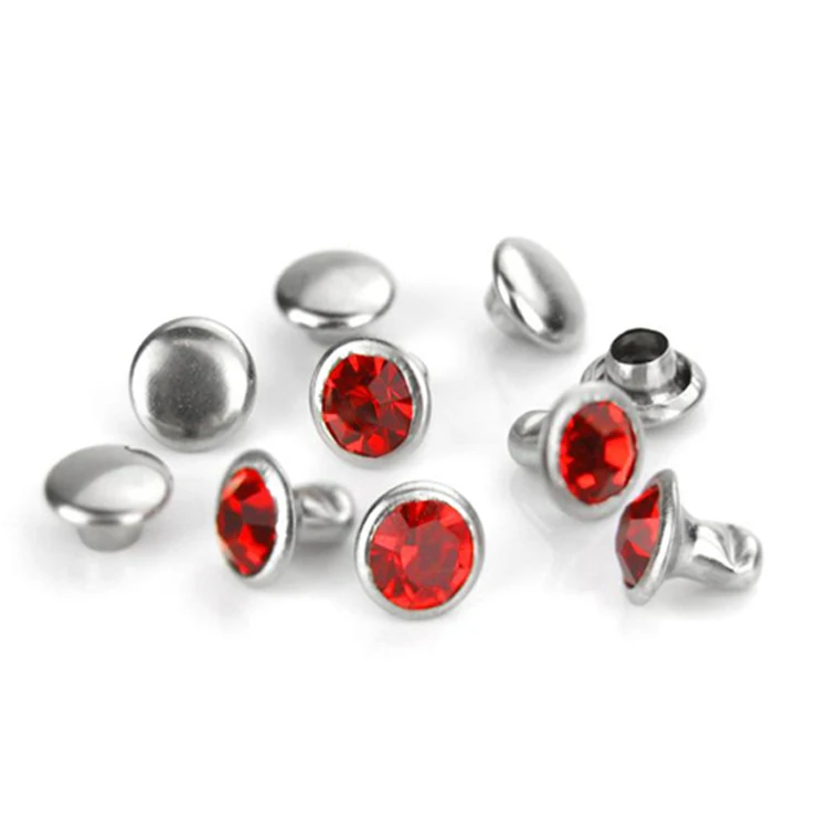 Wholesale rhinestone rivets brass crystal rivet for leather