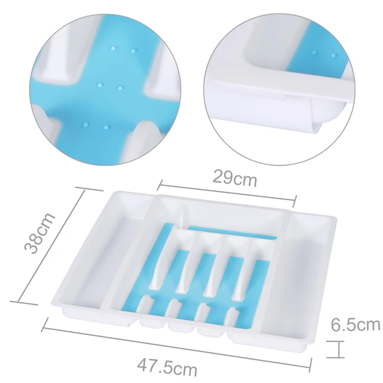 
Food Contact Safe BPA Free Plastic Kitchen Drawer Organizer Expandable Cutlery Tray 