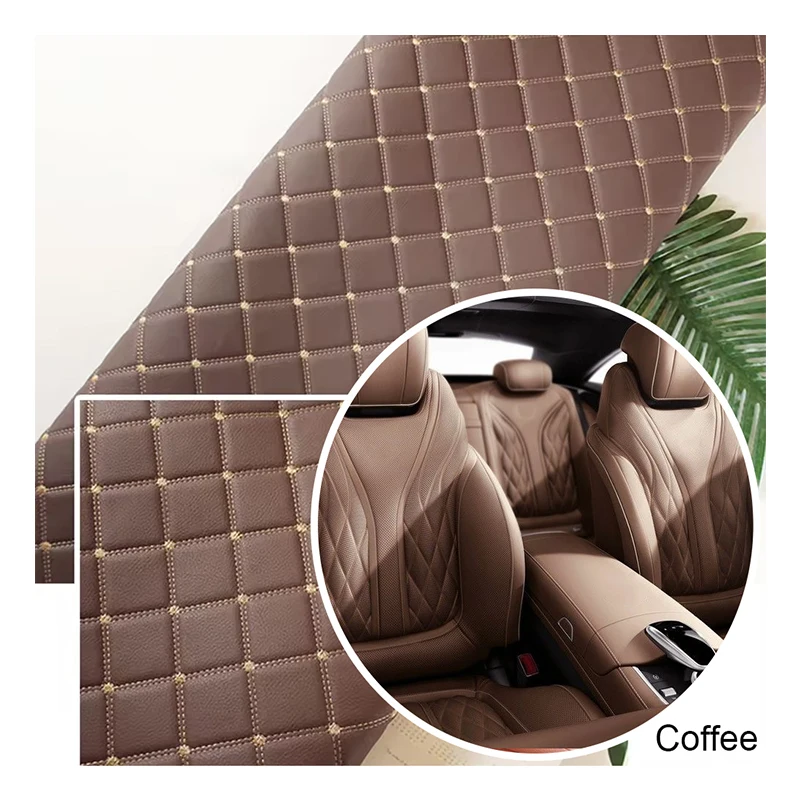 Leather Factory Thickened Waterproof Foam Backed Quilted PVC Synthetic Leather Cars Seat Embroid Upholstery Leather Fabric
