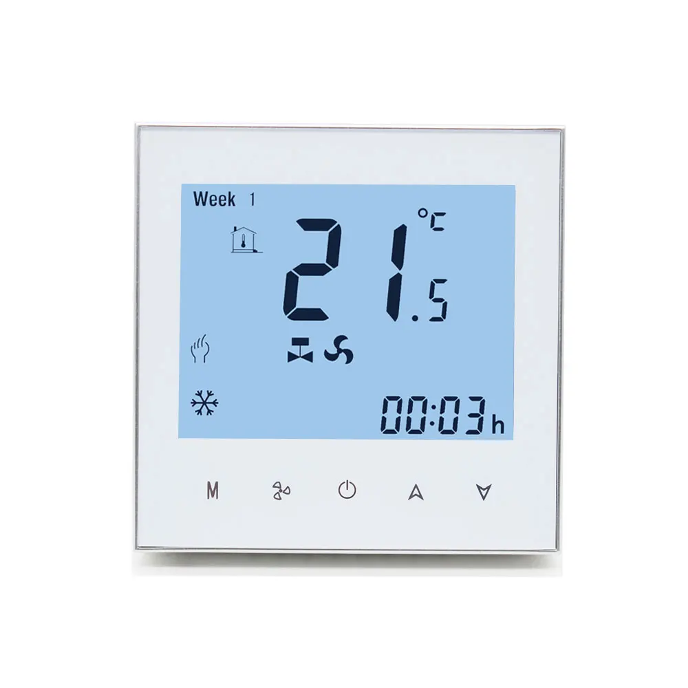 Hotowell WF01 FC Wifi Modbus Touch LCD Screen 24VAC Programmable Thermostat