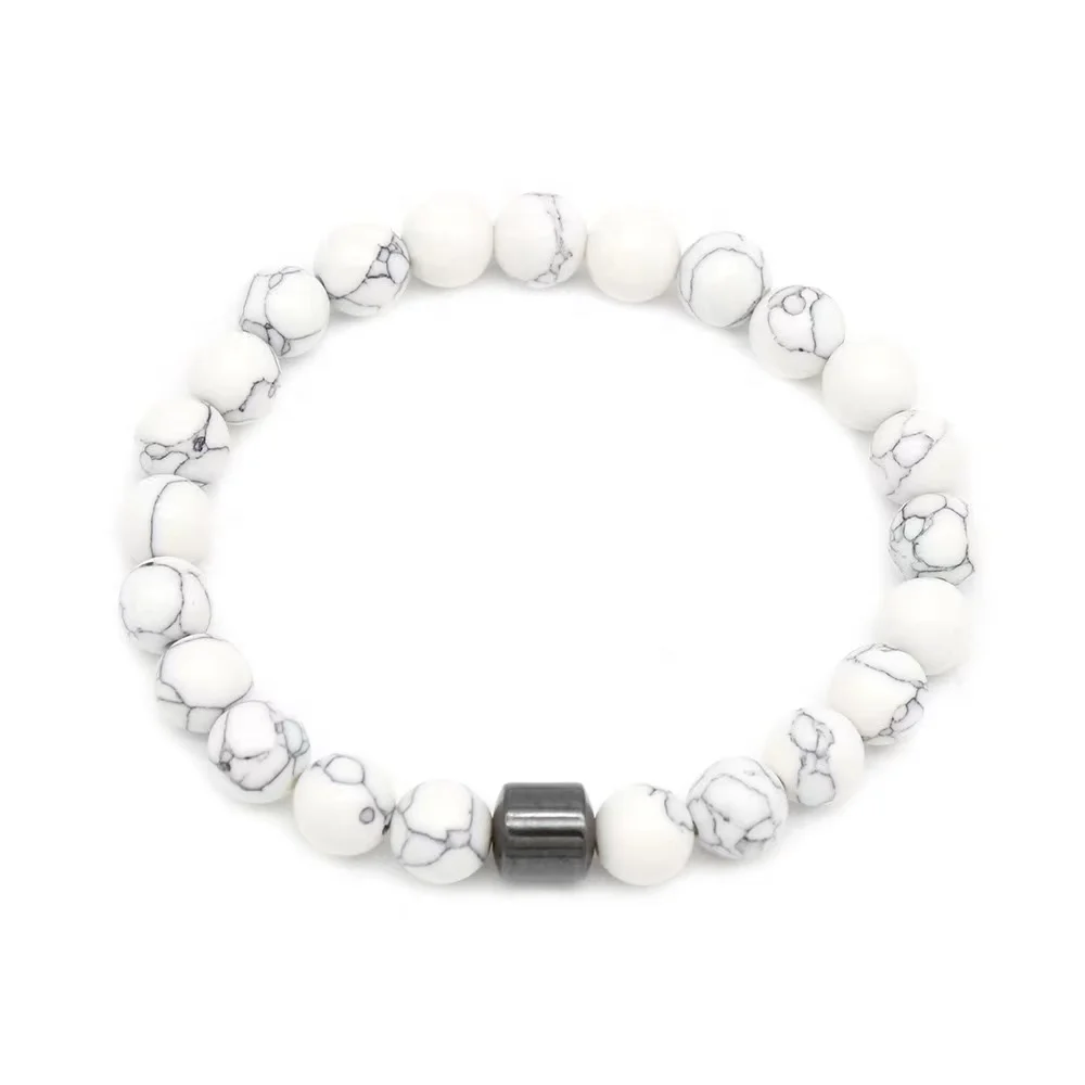 SY Hot Selling Wholesale Custom Magnet Charm Beads Stretch Natural Stone Lava Bead Bracelet men and woman bracelet