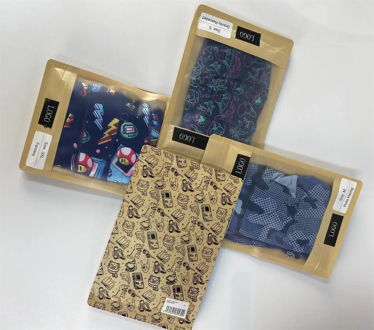 New sexy striped boxers mid-waist seamless side seam comfortable breathable U-shaped bag custom color logo