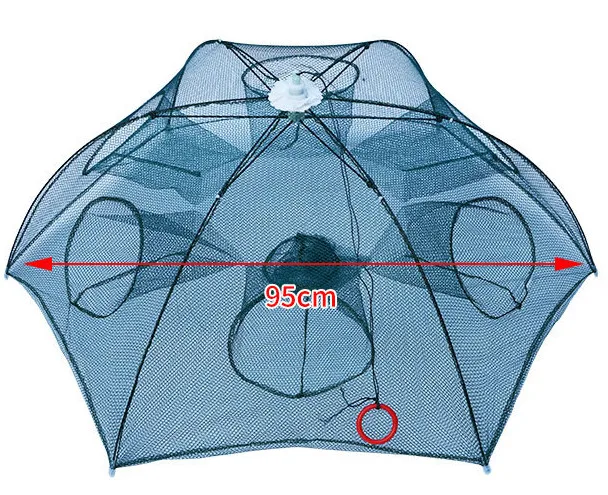 4/6/ 8/12 Holes Cheap Nylon Umbrella Floater Nylon Drop Crab Fishing Net Trap Circular Crab Net Trap