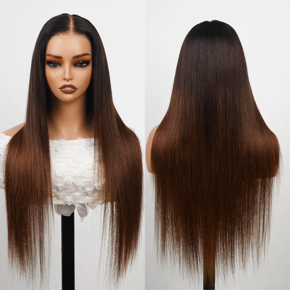 Raw Vietnamese Hair Wear And Go Pre Bleached Knots Straight Color Wigs,7x5 Pre Plucked Hairline Glueless Wigs Human Hair Wig