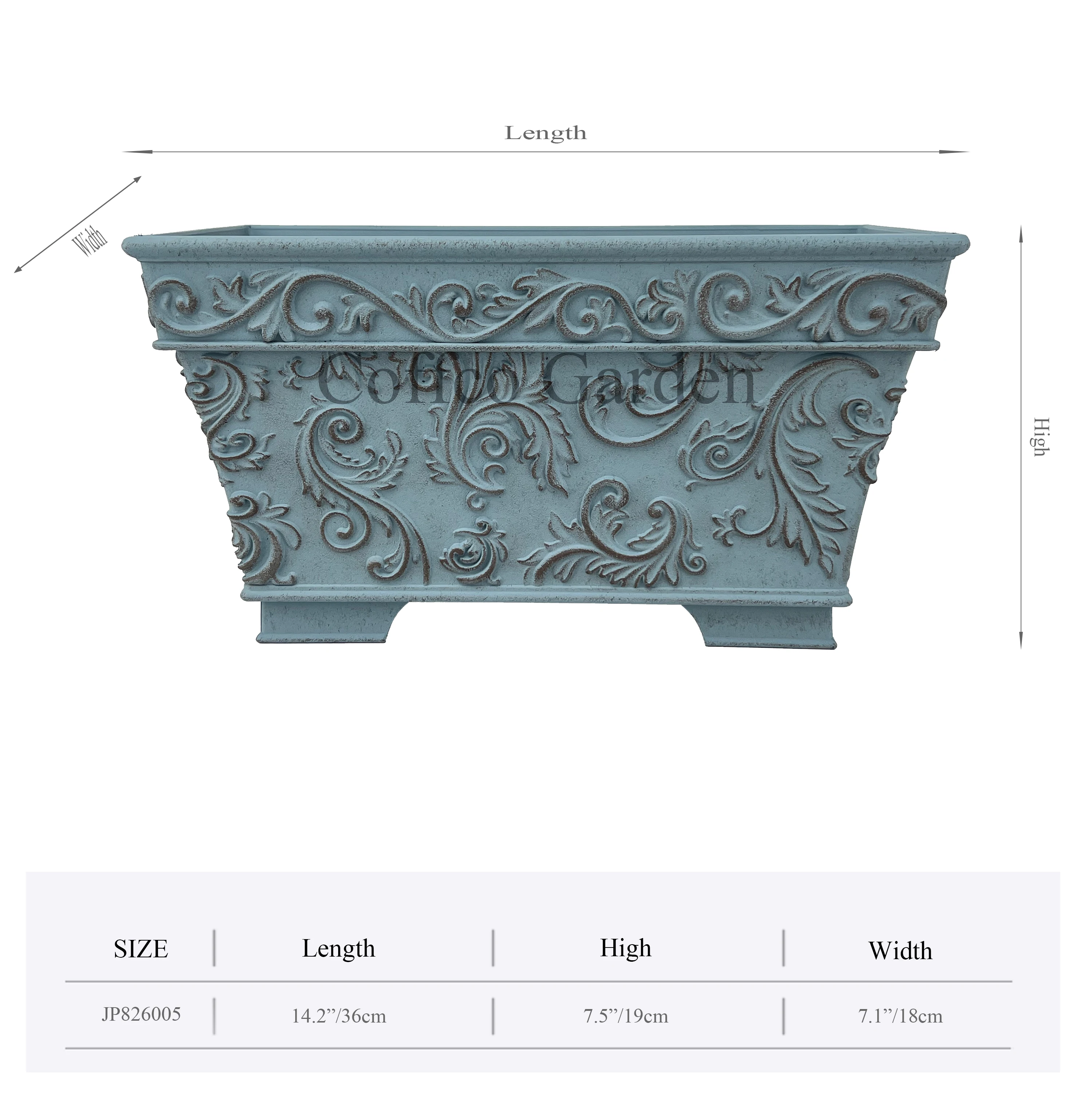 Arabesque Rectangle Style Planter Plastic Flowerpot Garden Decoration Crafts,for Indoor&Outdoor Garden Home Plants