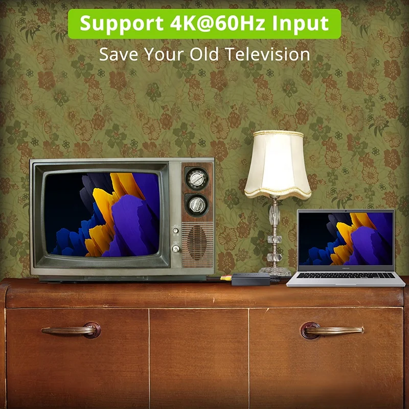 Xput HDMI Cvbs Adapter HD Video Converter 4K 60Hz HDMI To AV/RCA Cvbs S-Video Video Adapter Converter Support HDCP2.2 For TV