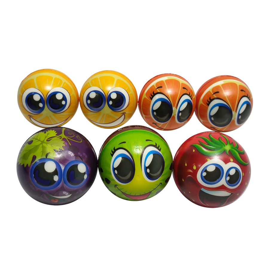 
Factory direct sale super quality big eyes funny face stress ball for children fruit face 