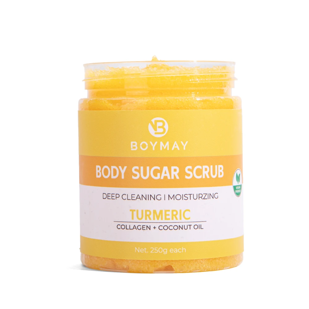 Customized Logos 5 Scent Exfoliating Turmeric Body Sugar Scrub for Jar Bottle