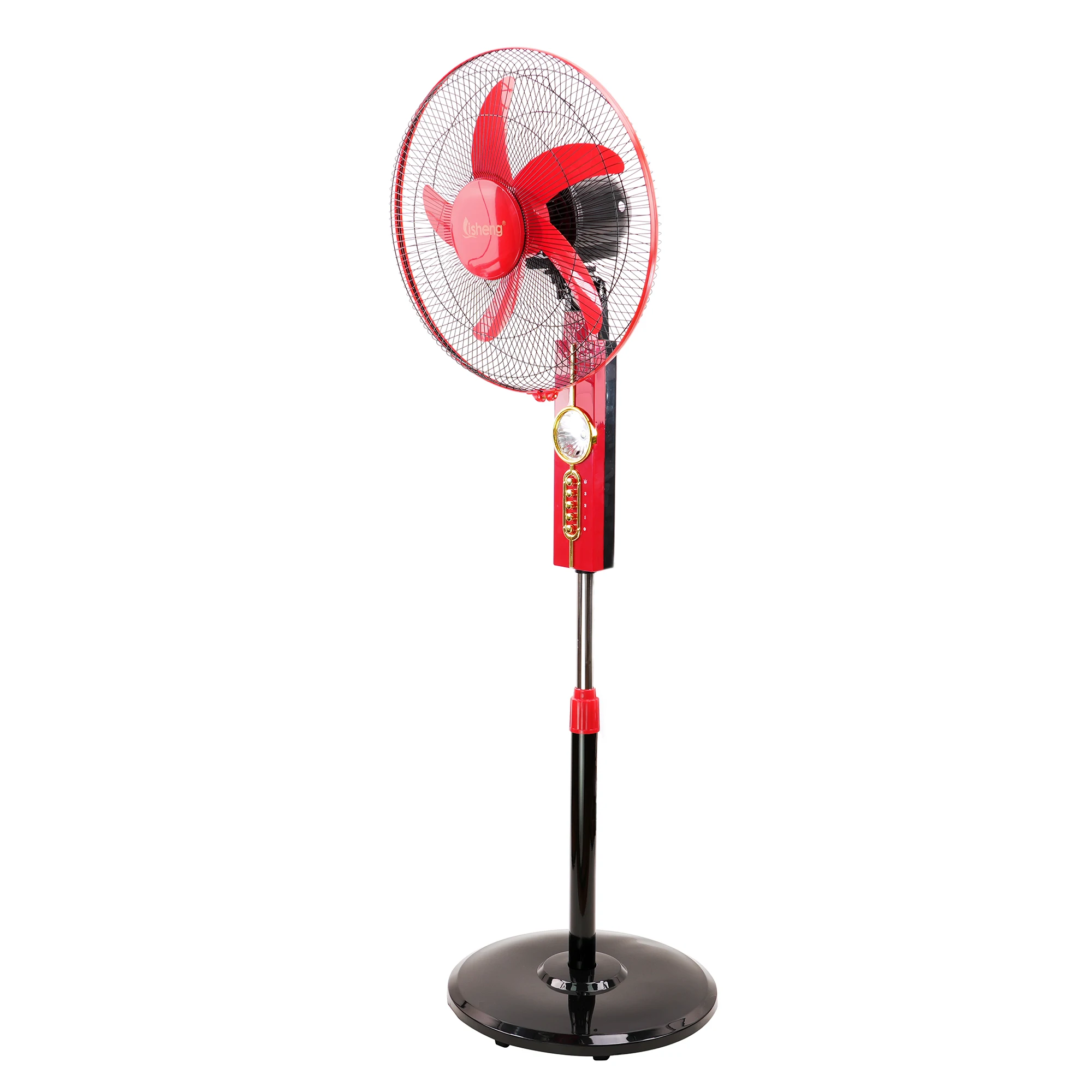 Energy saving AC/DC solar  energy stand  fan 12V DC motor portable summer  stand fan with solar panel  and led light