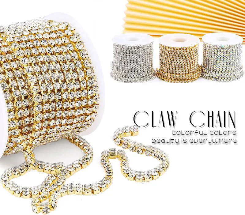 Sparkling high quality ab crystal rhinestone stone chain roll