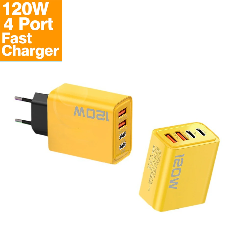 120W Double USB + Type C a+c Phone Charger PD Quick Charging USB Type C Charger Adapter For Huawei Xiaomi SAMSUNG