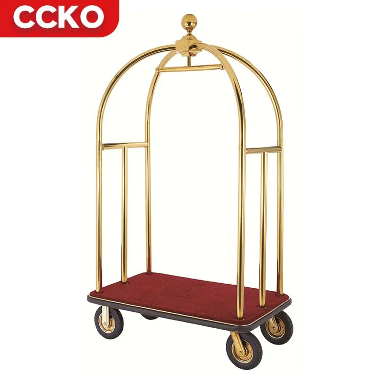 Золотая вешалка для инструментов из нержавеющей стали, клетка для птиц, тележка для багажа, тележка Bellman Bellboy, банкетная, лобби, товары для отеля, тележка для багажа