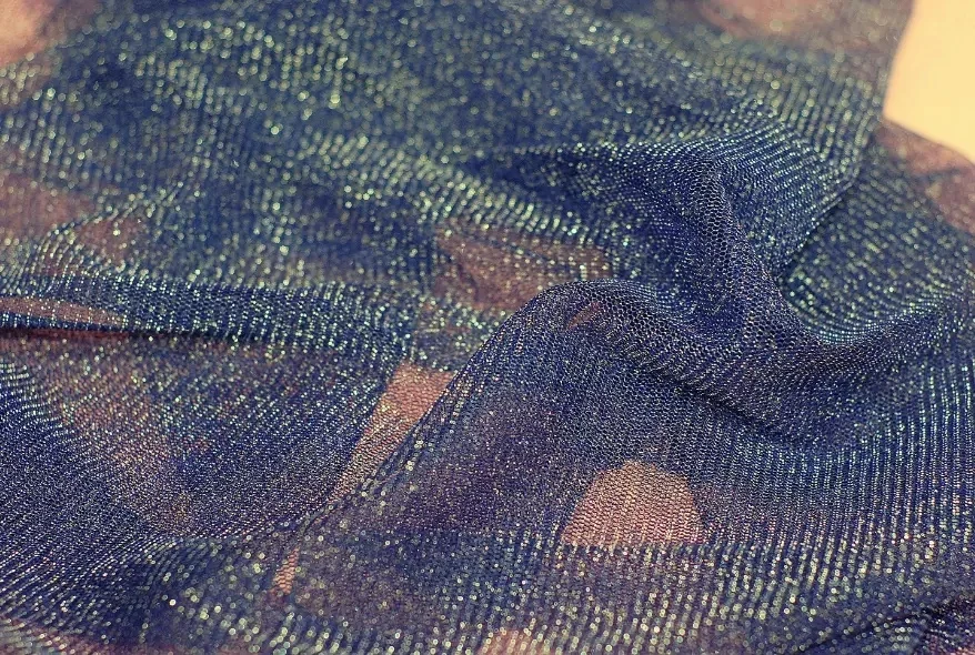 95% Nylon with metallic lurex yarn tulle mesh very shiny Fabric