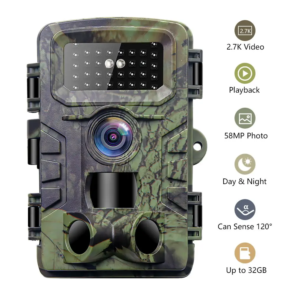 58 MP 2.7K IP66 Waterproof Hunting Trail Camera PIR in wild angle 120 degree and fast trigger time 0.2 second day and night use