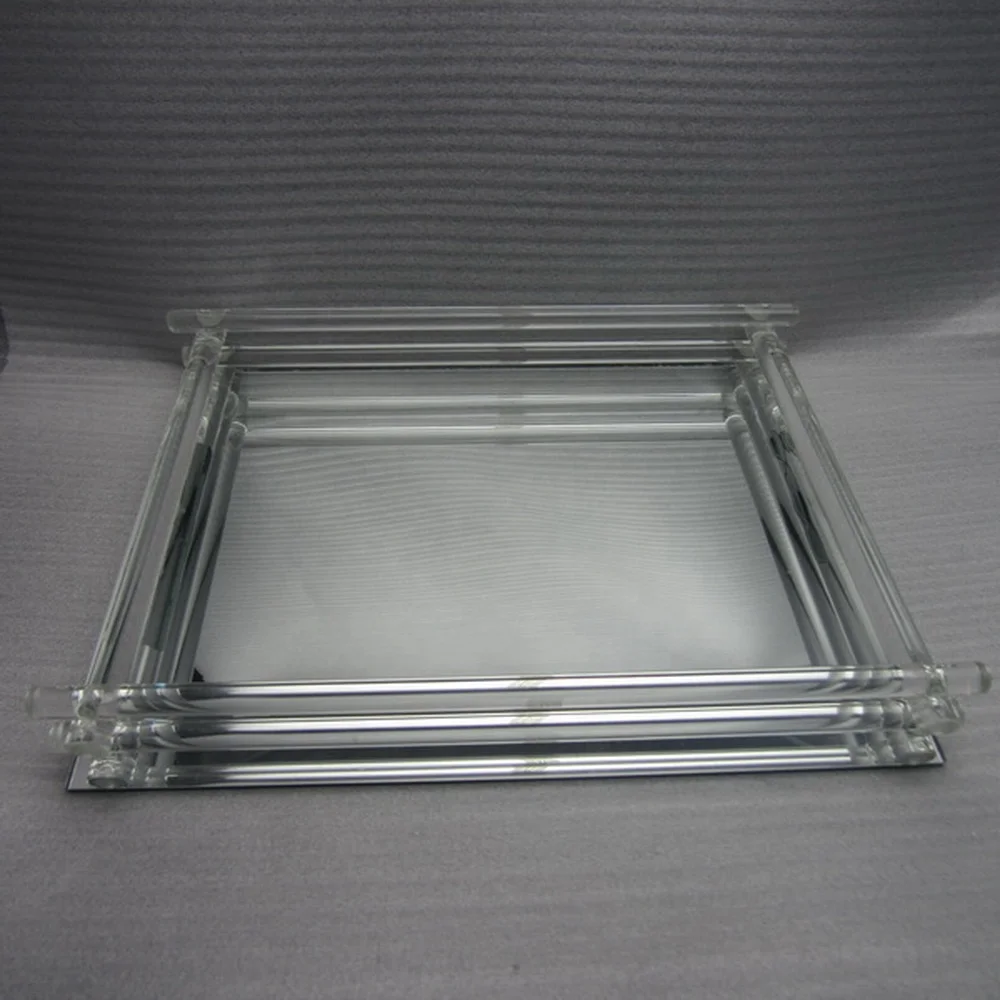 wholesale glass platter with mirror made in China