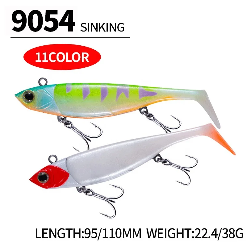 95mm/22.4g 110mm/38g Paddle Tail Twister Fish Long Cast Black Minnow Shad Lure Plastic Soft Swim Bait Pinfish Bass Pike Fishing