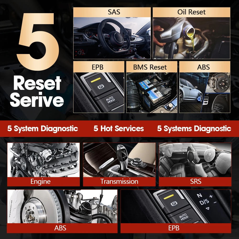 XTOOL 2022 InPlus IP508 5 System Diagnostic OBD2 Car ABS SRS AT Engine Scanners with EPB Oil 5 Reset Auto VIN Online Free Update