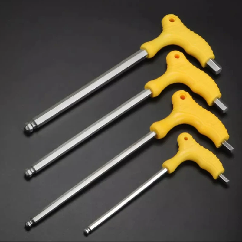 T-shaped Torx hex wrench 2.5-10mm plastic handle metric ball head Two-way Allen Key S2 Steel Allen wrench bicycle repair tool