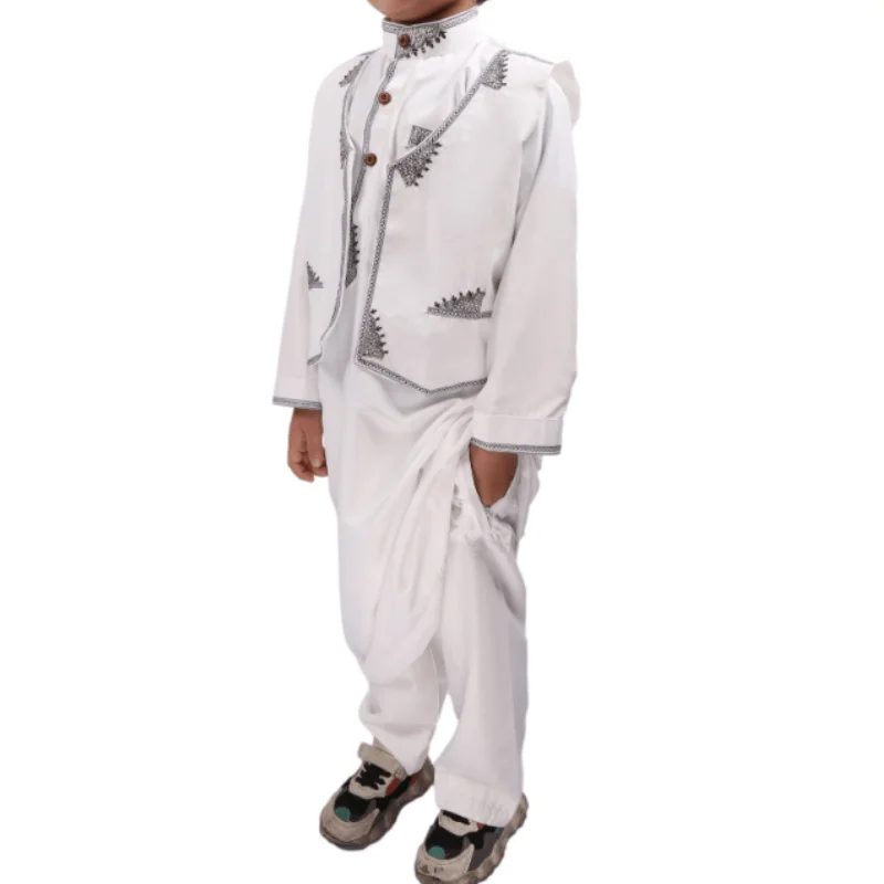 New Design wholesale price Muslim Children Dress 2 pcs Thobe For Boy